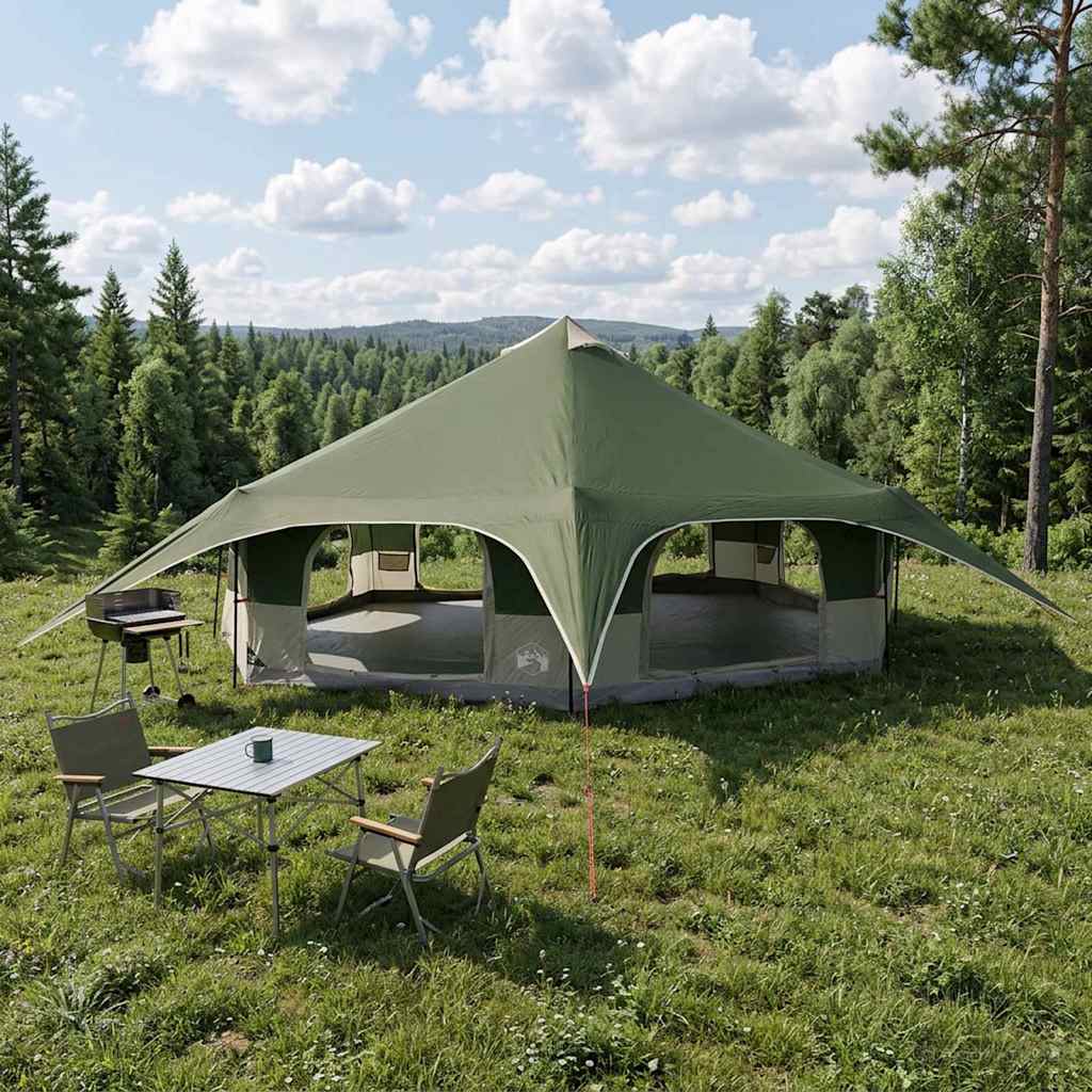 vidaXL Family Tent 18-Person Green 185T Polyester with PU Coating