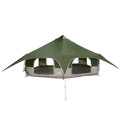 vidaXL Family Tent 18-Person Green 185T Polyester with PU Coating