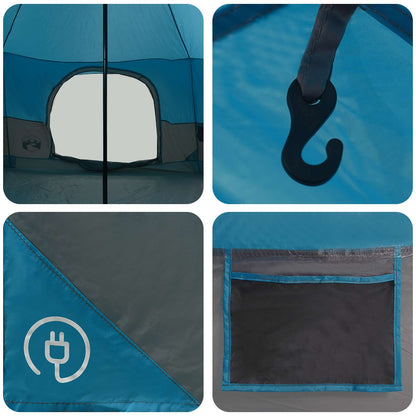 vidaXL Family Tent 18-Person Blue 185T Polyester with PU Coating