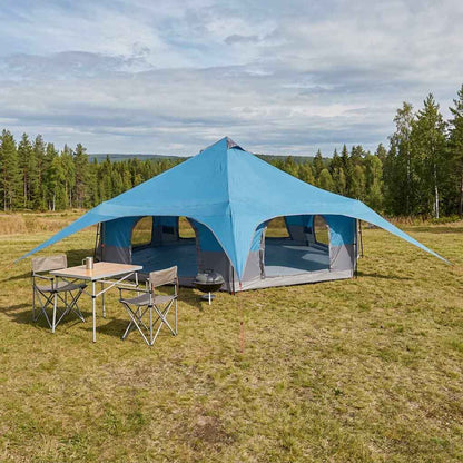 vidaXL Family Tent 18-Person Blue 185T Polyester with PU Coating