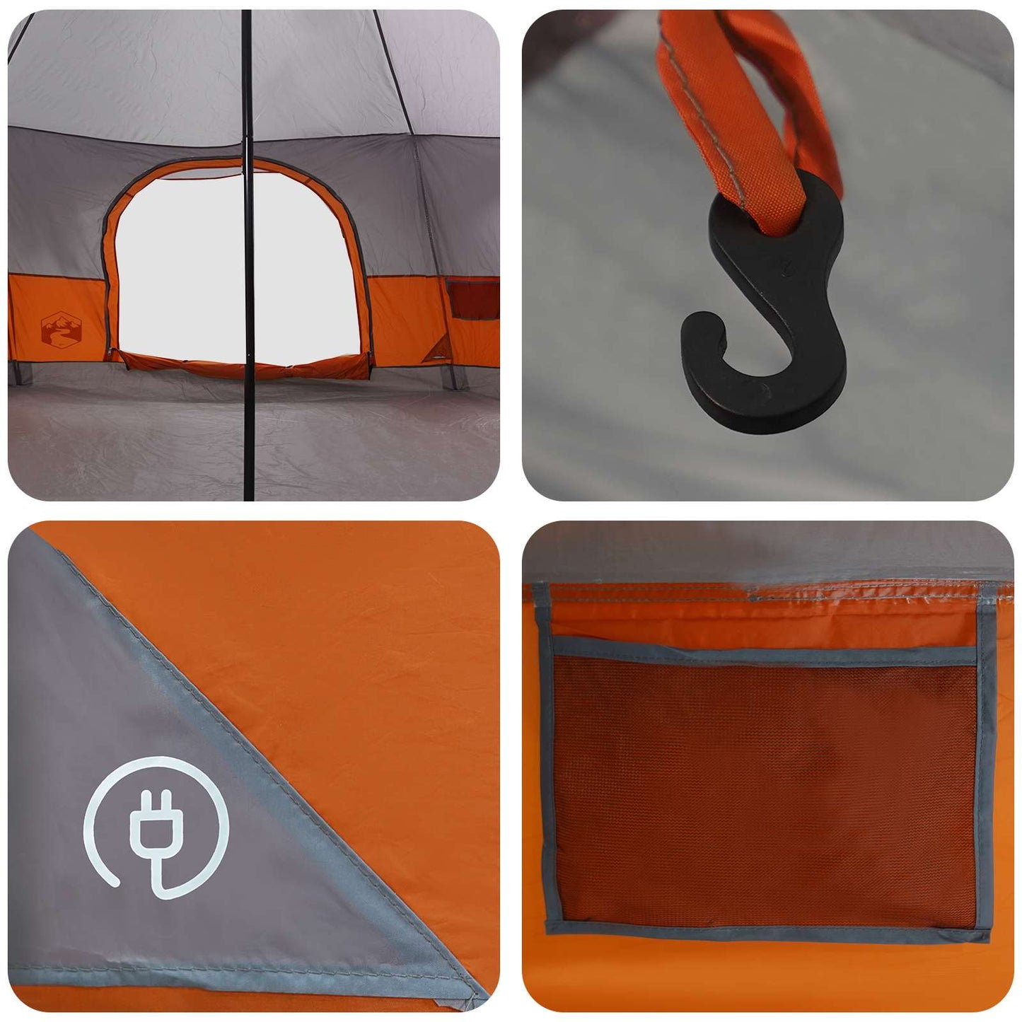 vidaXL Family Tent 18-Person Grey and Orange