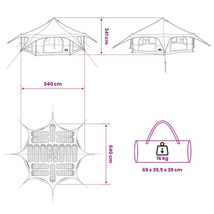 vidaXL Family Tent 18-Person Grey and Orange