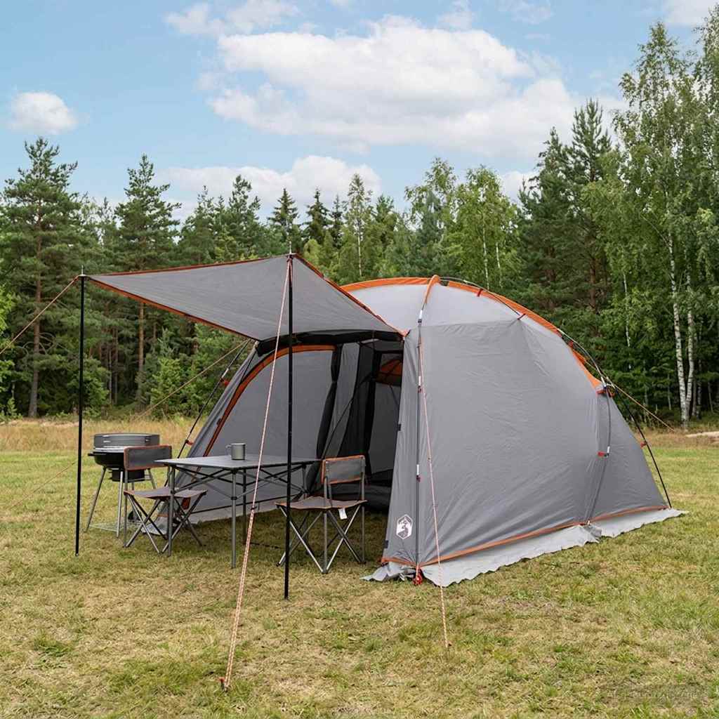 vidaXL Tunnel Tent Grey and Orange 361 x 235 x 147 cm