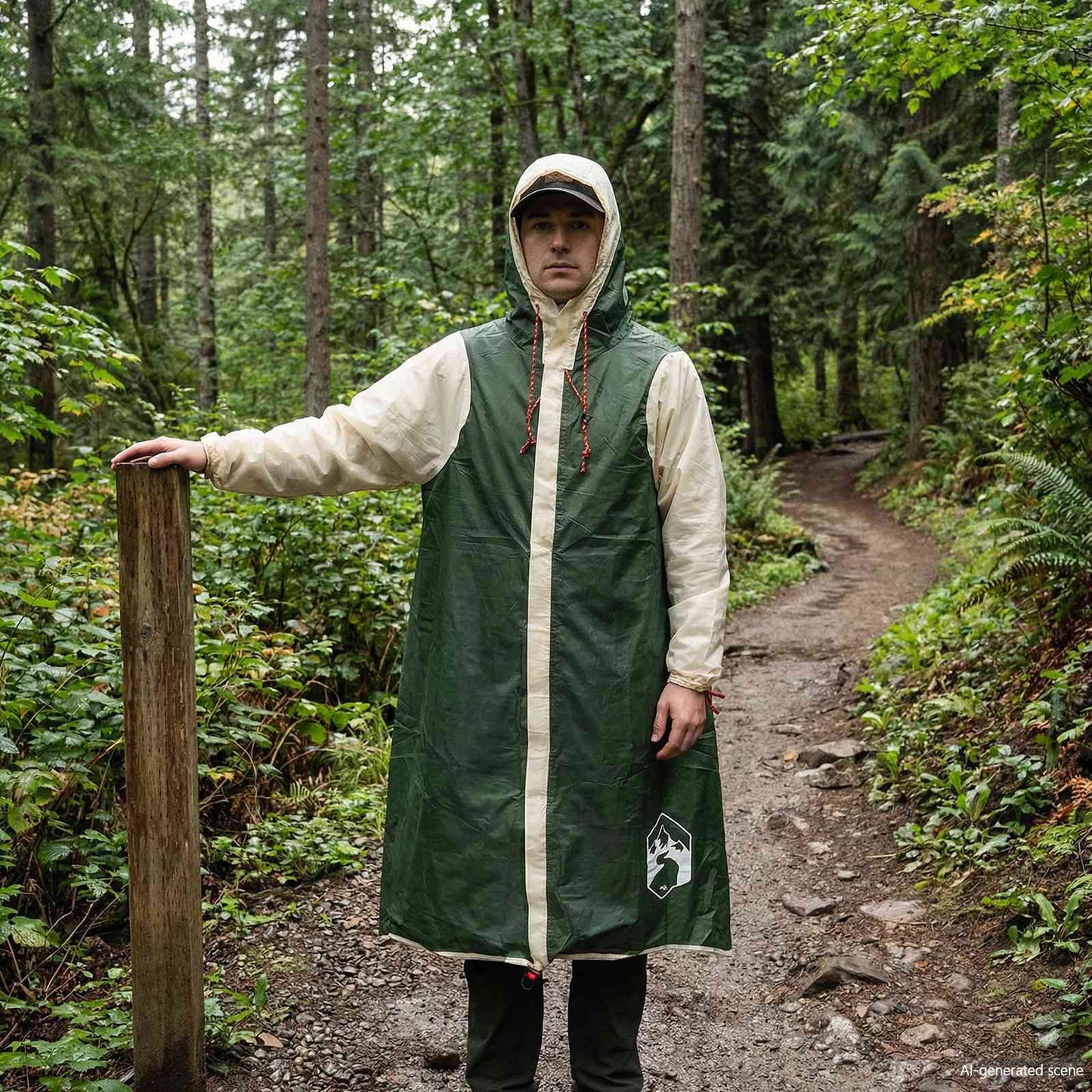 vidaXL 2-in-1 Rain Poncho with Hood Green 262 x 126 x 130 cm