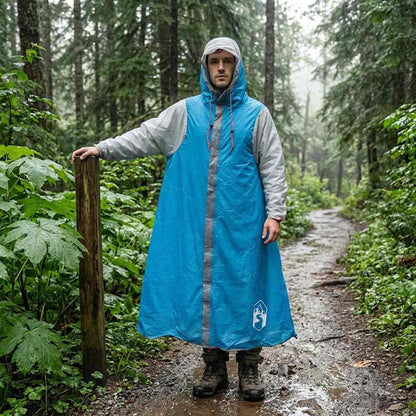vidaXL 2-in-1 Rain Poncho with Hood Blue 262 x 126 x 130 cm