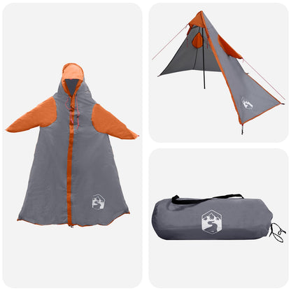 vidaXL 2-in-1 Rain Poncho with Hood Grey and Orange 262 x 126 x 130 cm