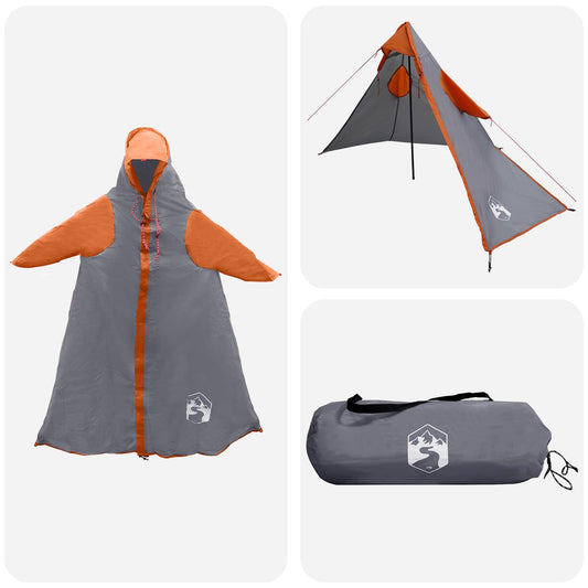 vidaXL 2-in-1 Rain Poncho with Hood Grey and Orange 262 x 126 x 130 cm