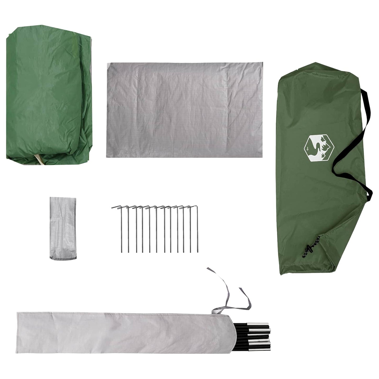 vidaXL Backpacking Tent Green 2-Person 185T Polyester with PU Coating