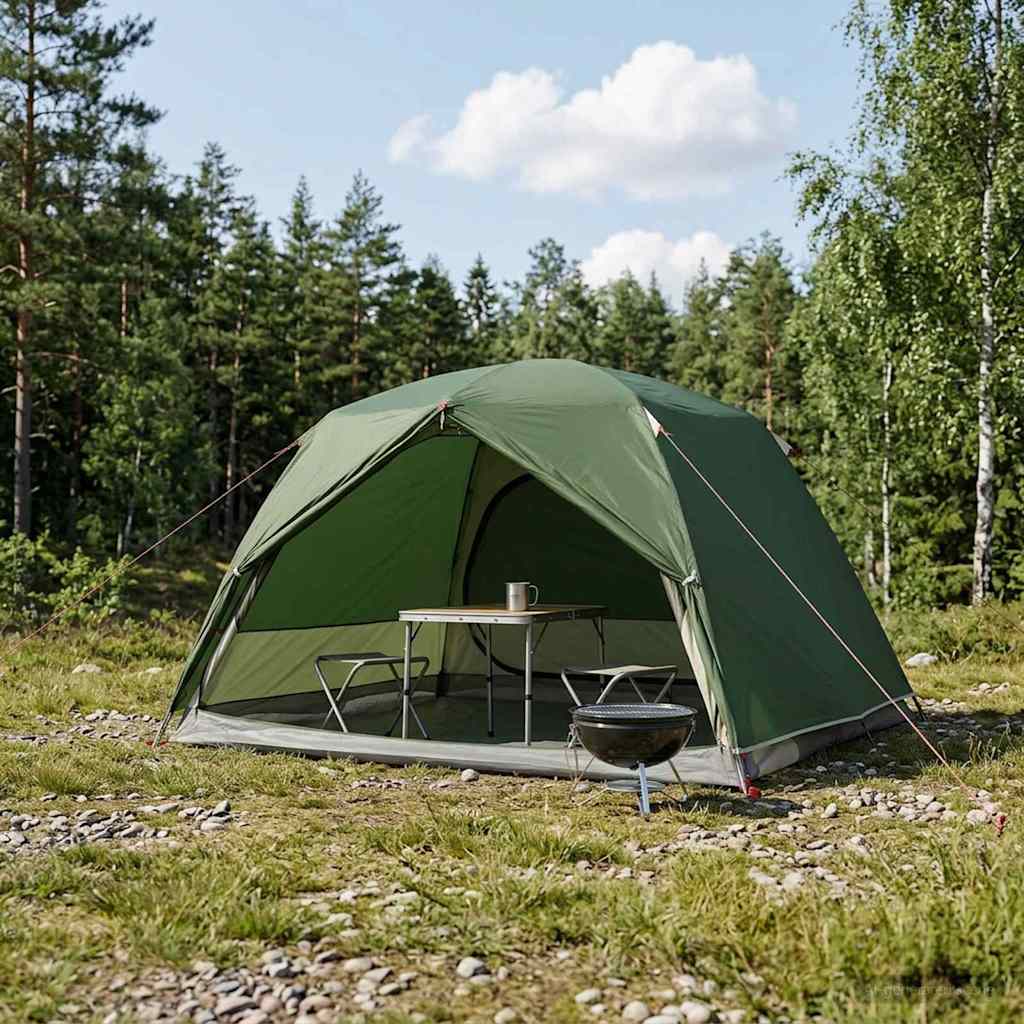 vidaXL Backpacking Tent Green 2-Person 185T Polyester with PU Coating