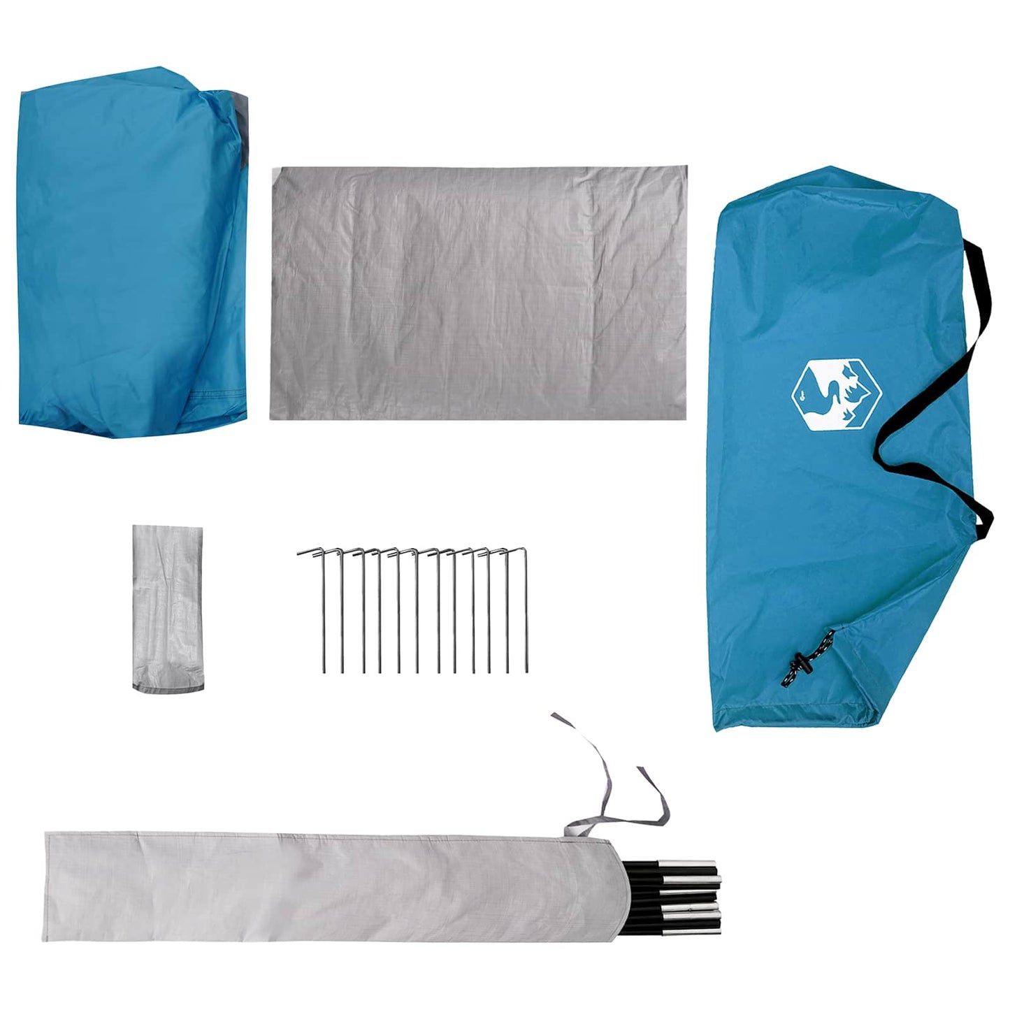 vidaXL Backpacking Tent Blue 2-Person 185T Polyester with PU Coating