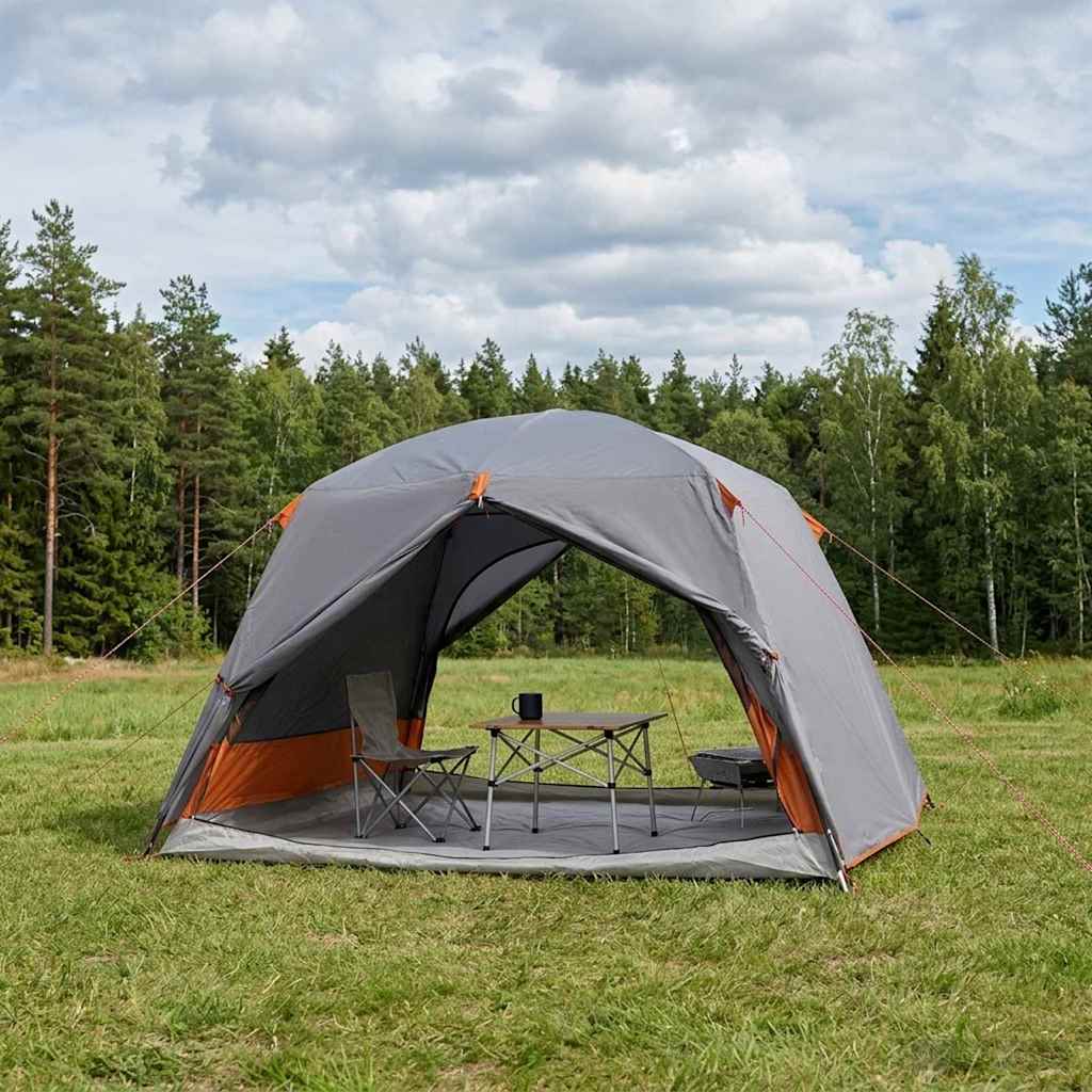 vidaXL Backpacking Tent Grey and Orange 2-Person