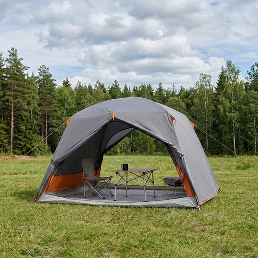 vidaXL Backpacking Tent Grey and Orange 2-Person