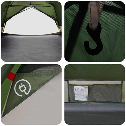 vidaXL Backpacking Tent Green 4-Person 185T Polyester with PU Coating