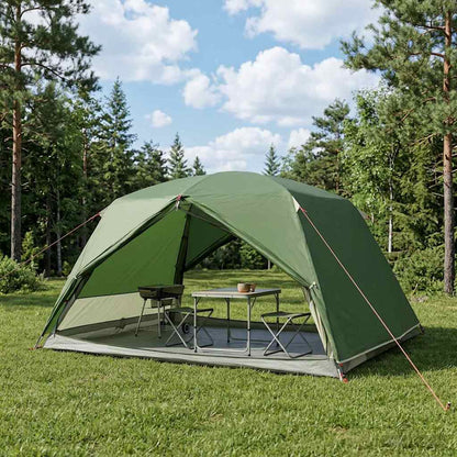 vidaXL Backpacking Tent Green 4-Person 185T Polyester with PU Coating