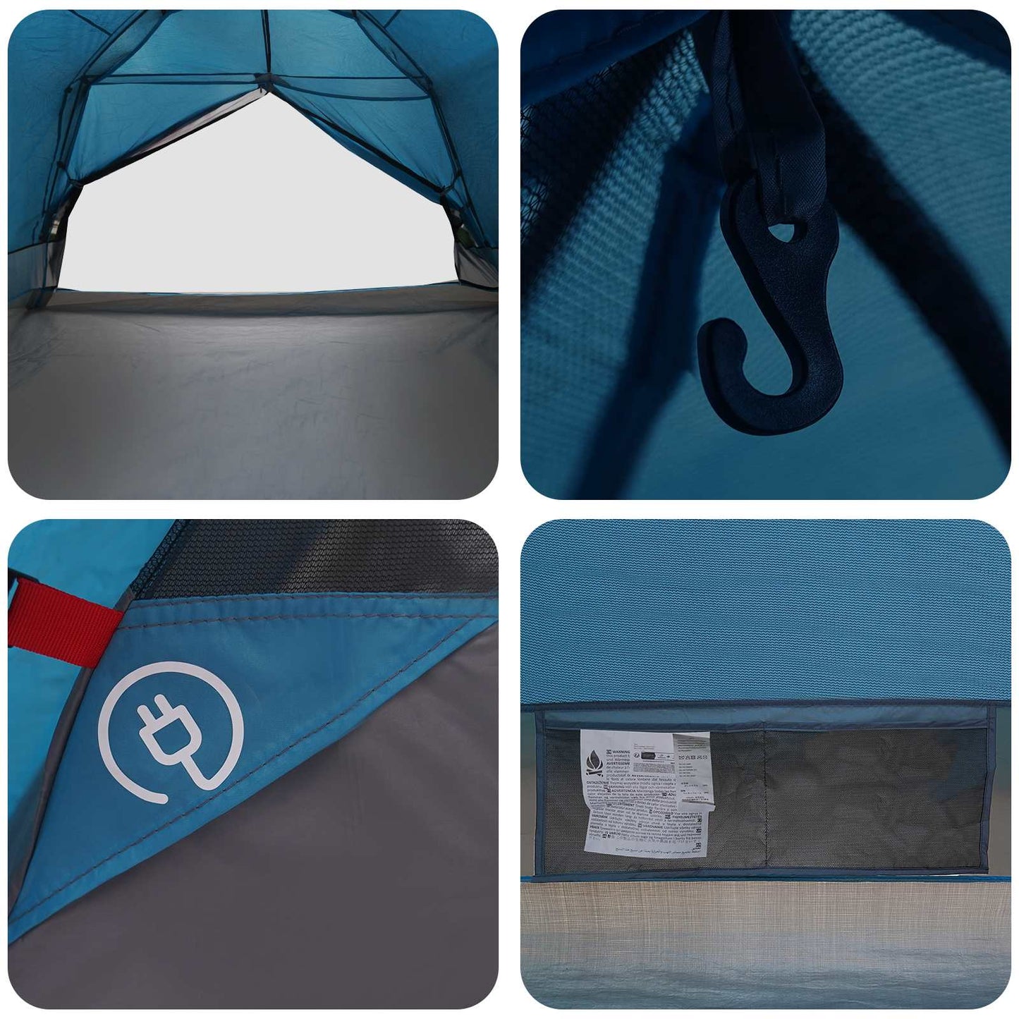 vidaXL Backpacking Tent Blue 4-Person 185T Polyester with PU Coating