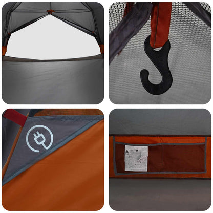 vidaXL Backpacking Tent Grey and Orange 4-Person