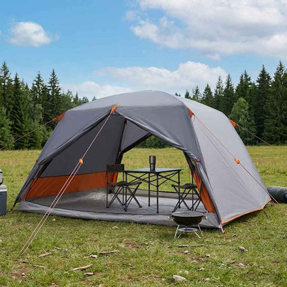 vidaXL Backpacking Tent Grey and Orange 4-Person