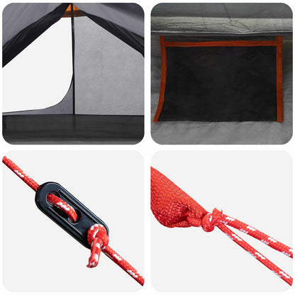 vidaXL Backpacking Tent Grey and Orange 222 x 85 x 125 cm