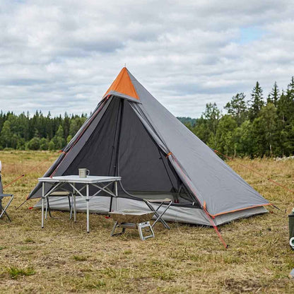 vidaXL Backpacking Tent Grey and Orange 222 x 85 x 125 cm