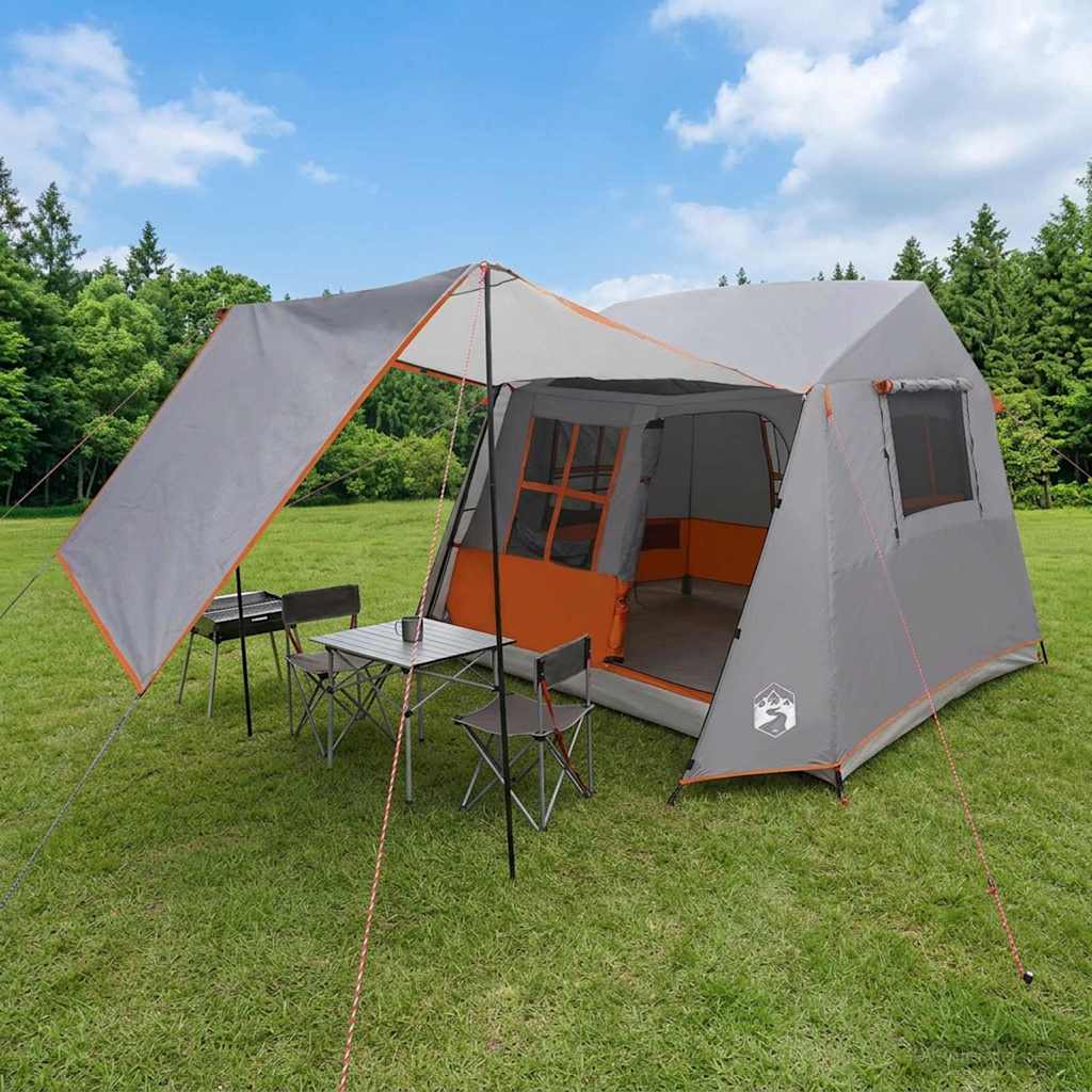 vidaXL Tunnel Tent Grey and Orange 275 x 240 x 200 cm
