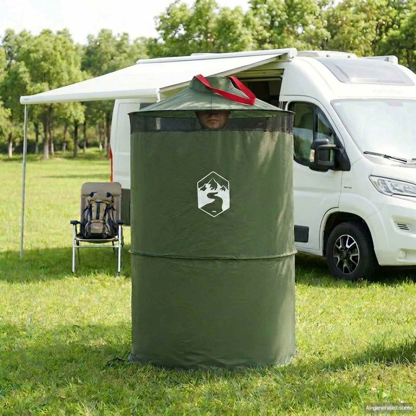 vidaXL Pop-up Toilet Tent with Hanging Rope 97 x 126 cm Green