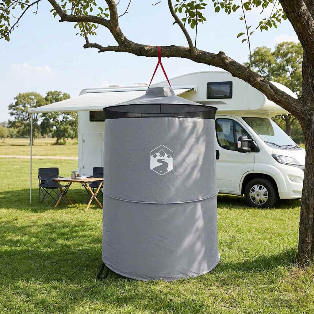 vidaXL Pop-up Toilet Tent with Hanging Rope Grey and Orange