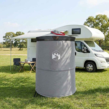 vidaXL Pop-up Toilet Tent with Hanging Rope Grey and Orange
