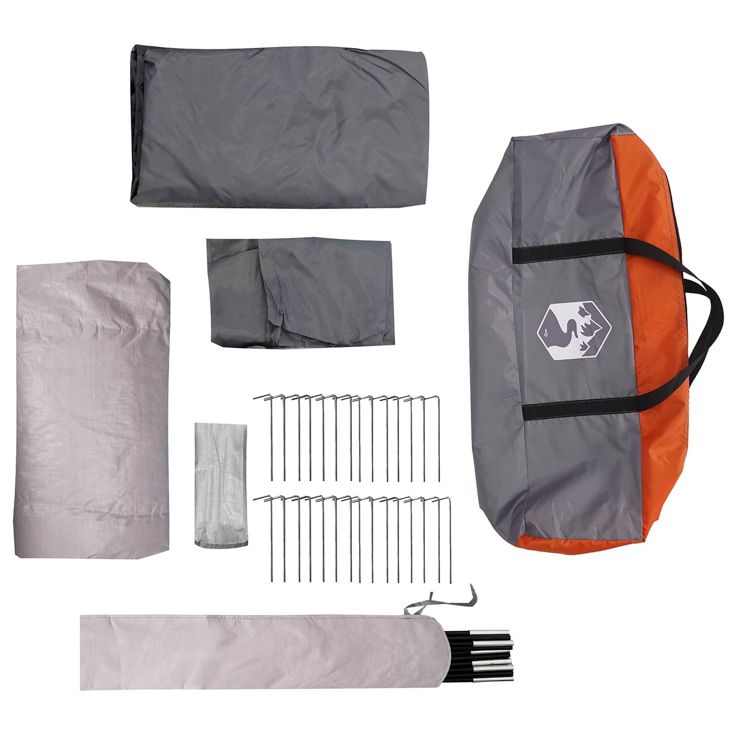 vidaXL Tunnel Tent Grey and Orange 560 x 395 x 212 cm