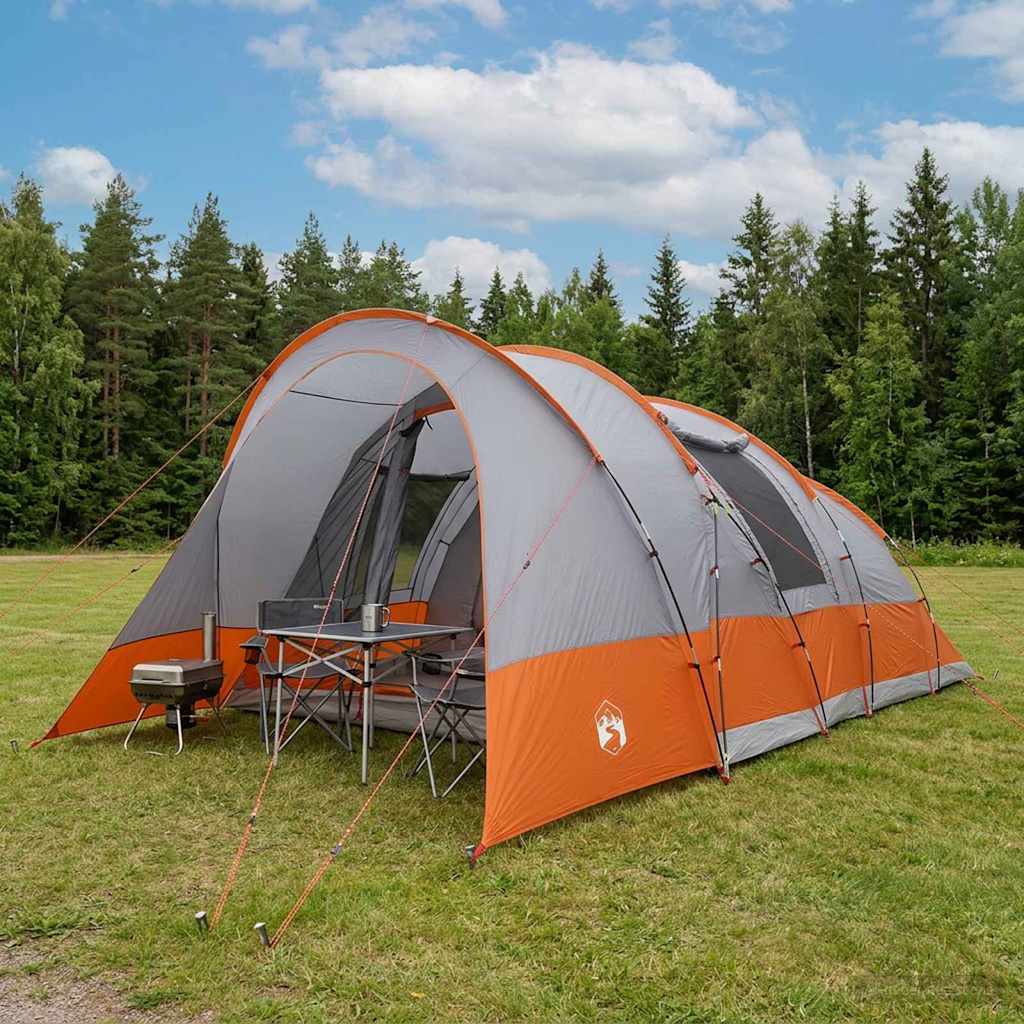 vidaXL Tunnel Tent Grey and Orange 560 x 395 x 212 cm