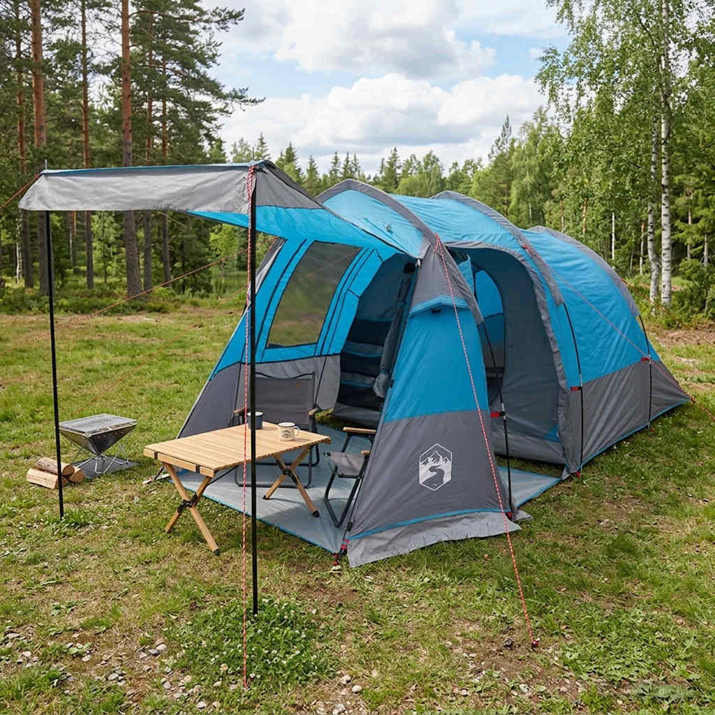 vidaXL Tunnel Tent Blue 390 x 215 x 152 cm