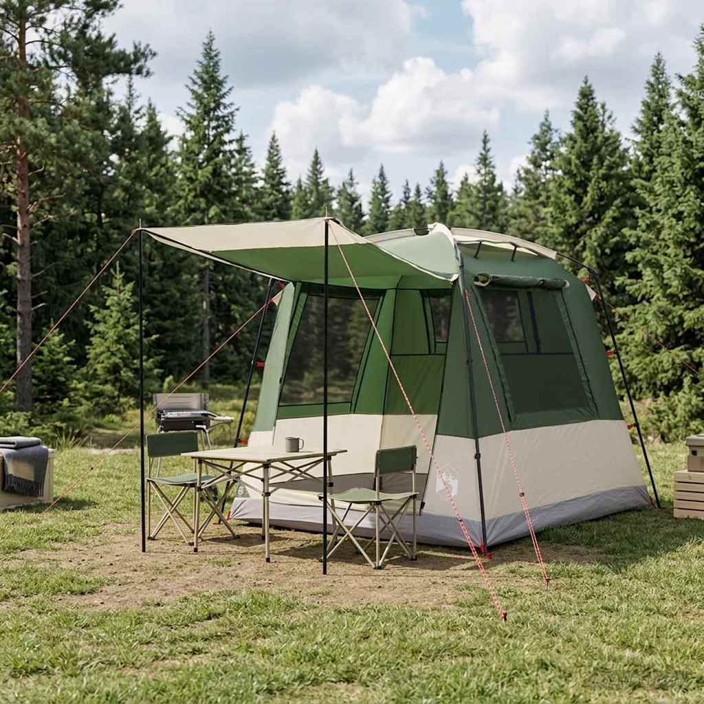 vidaXL Party Tent 4-Person Green 185T Polyester with PU Coating