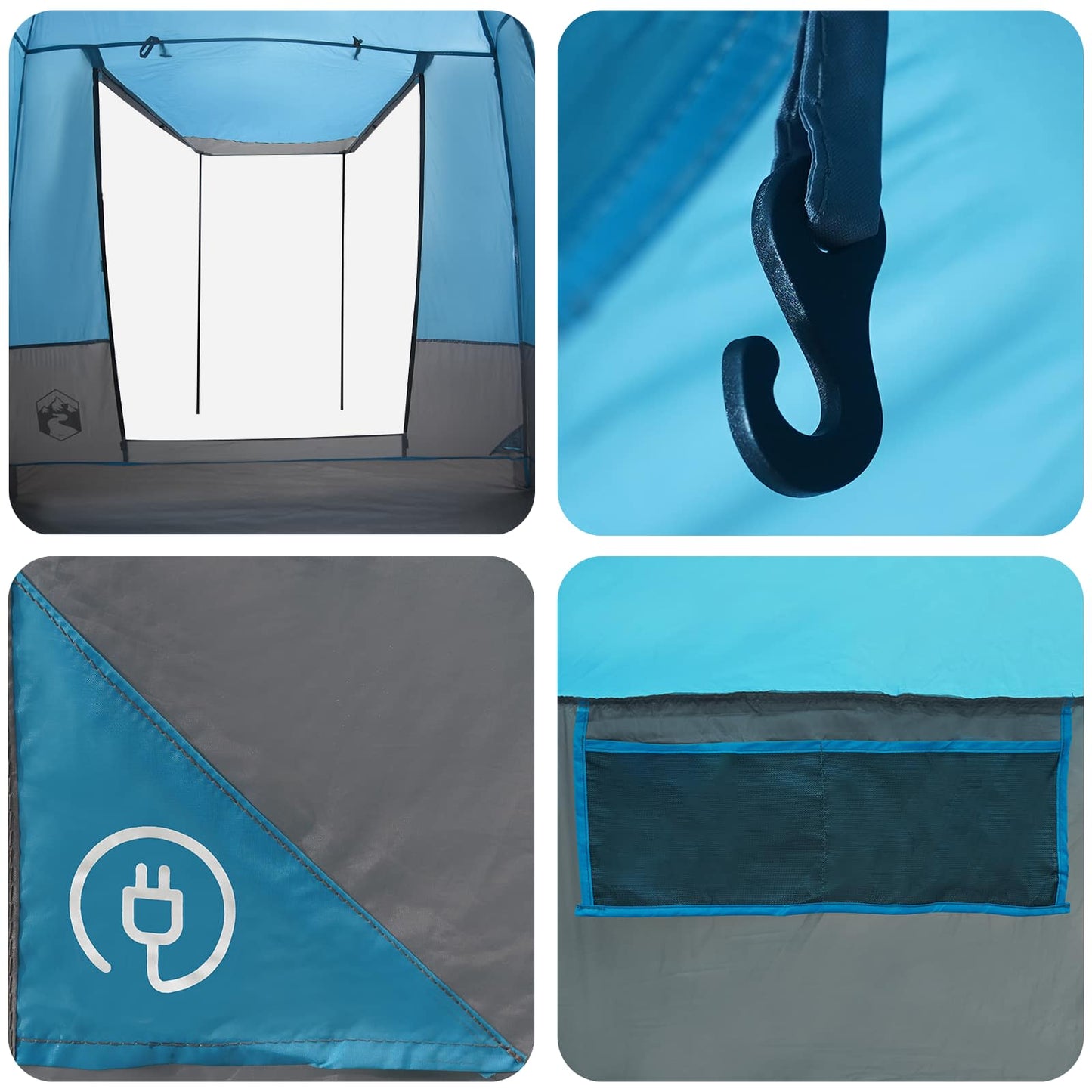 vidaXL Party Tent Blue 4-Person 185T Polyester with PU Coating