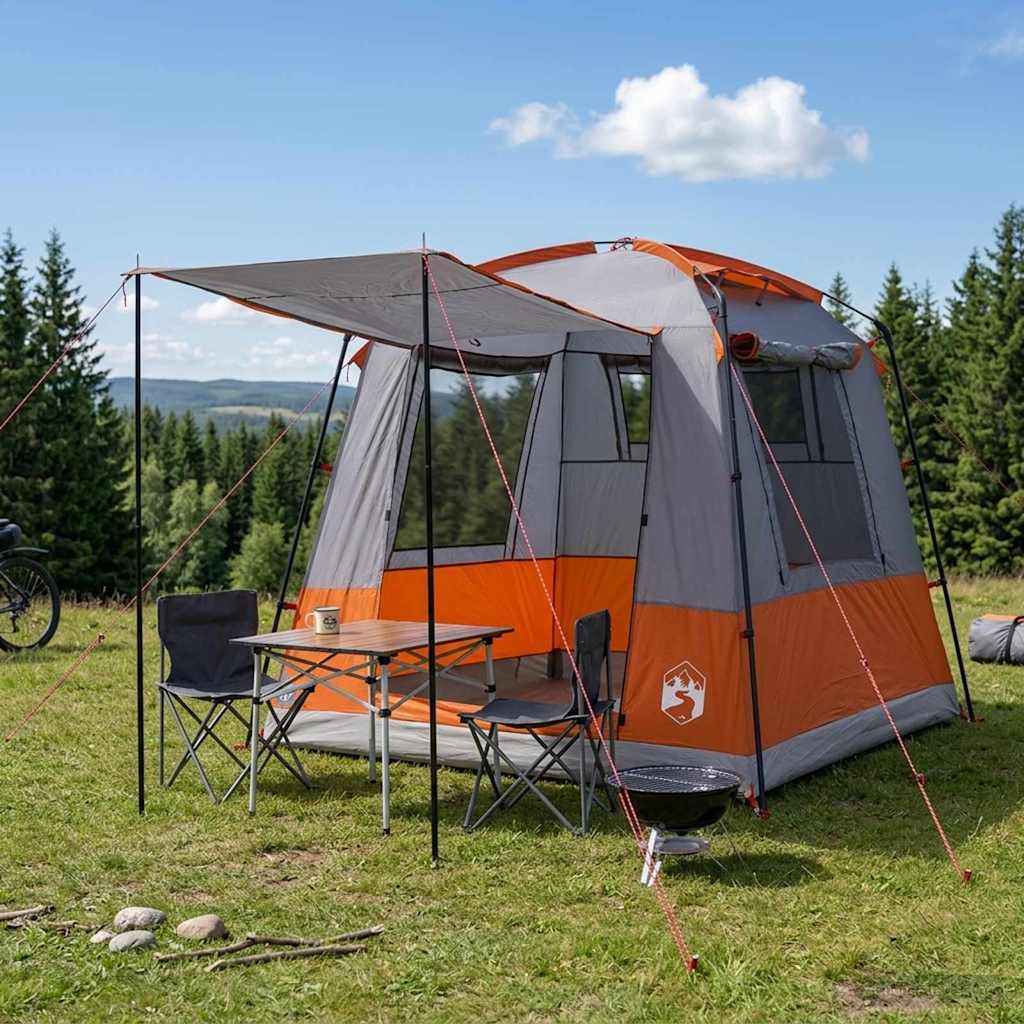 vidaXL Party Tent Grey and Orange 4-Person