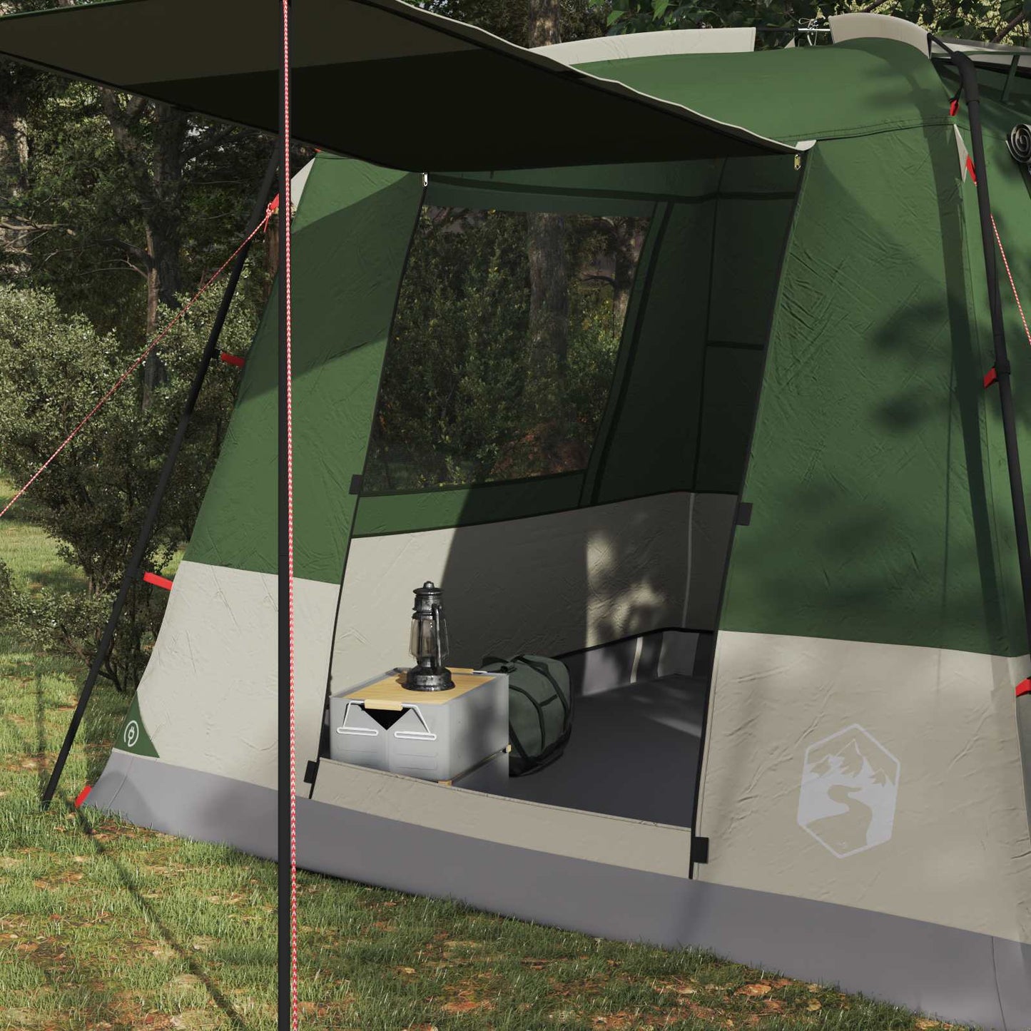 vidaXL Party Tent Green 10-Person 185T Polyester with PU Coating