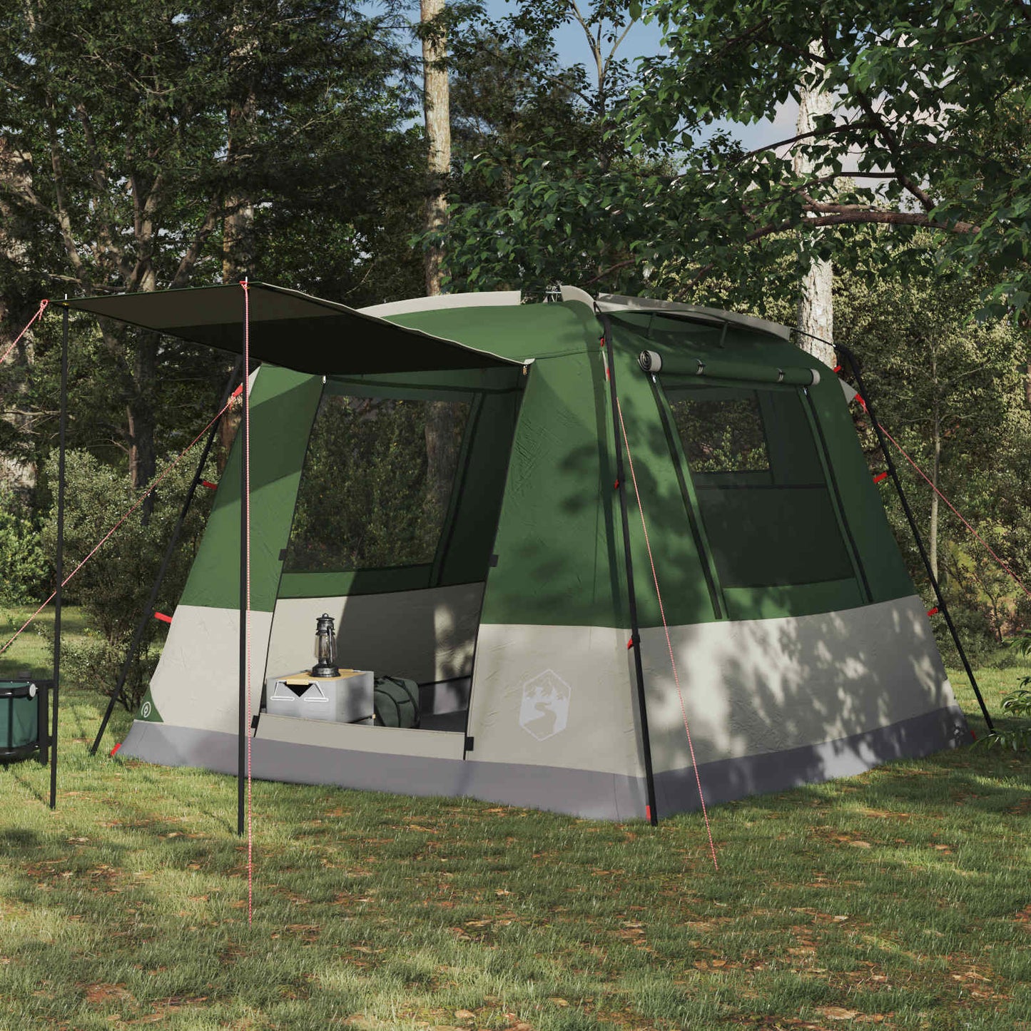 vidaXL Party Tent Green 10-Person 185T Polyester with PU Coating