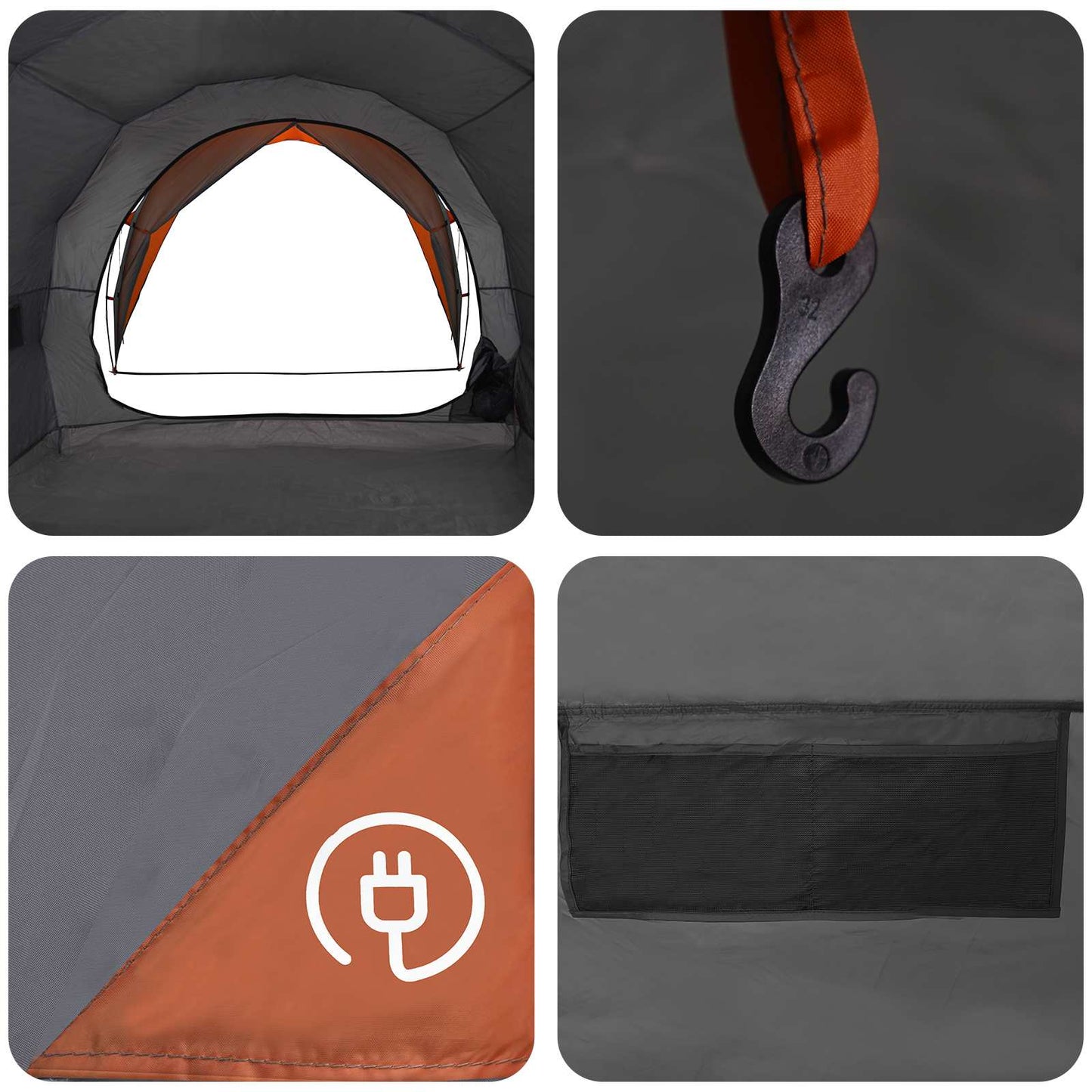 vidaXL Tunnel Tent Grey and Orange 382 x 262 x 214 cm