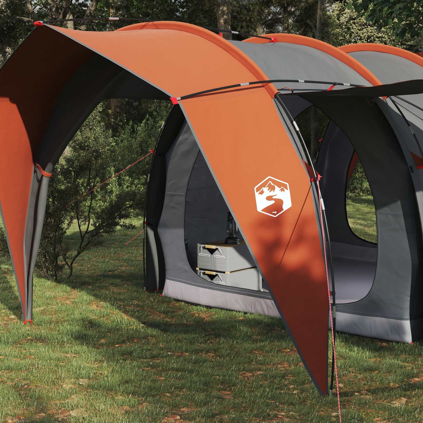 vidaXL Tunnel Tent Grey and Orange 382 x 262 x 214 cm
