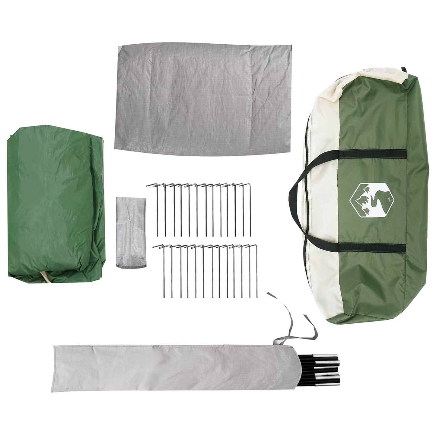 vidaXL Family Tent with Rainfly Water-resistant tunnel Green 18-Person