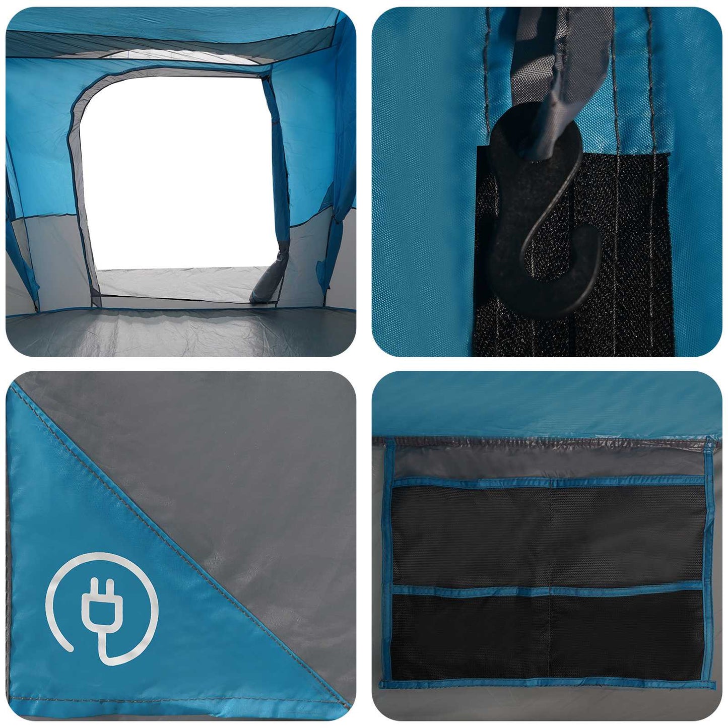 vidaXL Family Tent with Rainfly Water-resistant tunnel Blue 18-Person