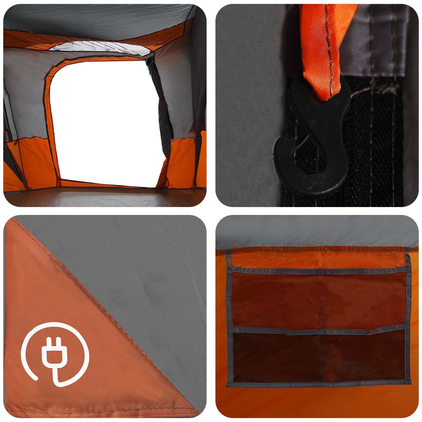 vidaXL Family Tent with Rainfly Water-resistant tunnel Grey and Orange