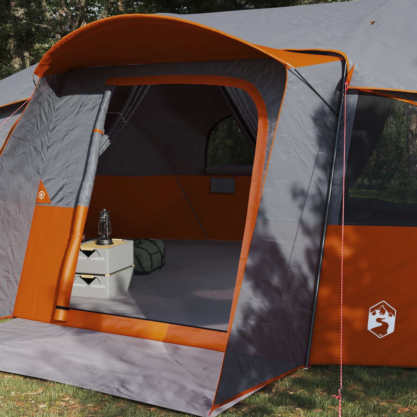 vidaXL Family Tent with Rainfly Water-resistant tunnel Grey and Orange
