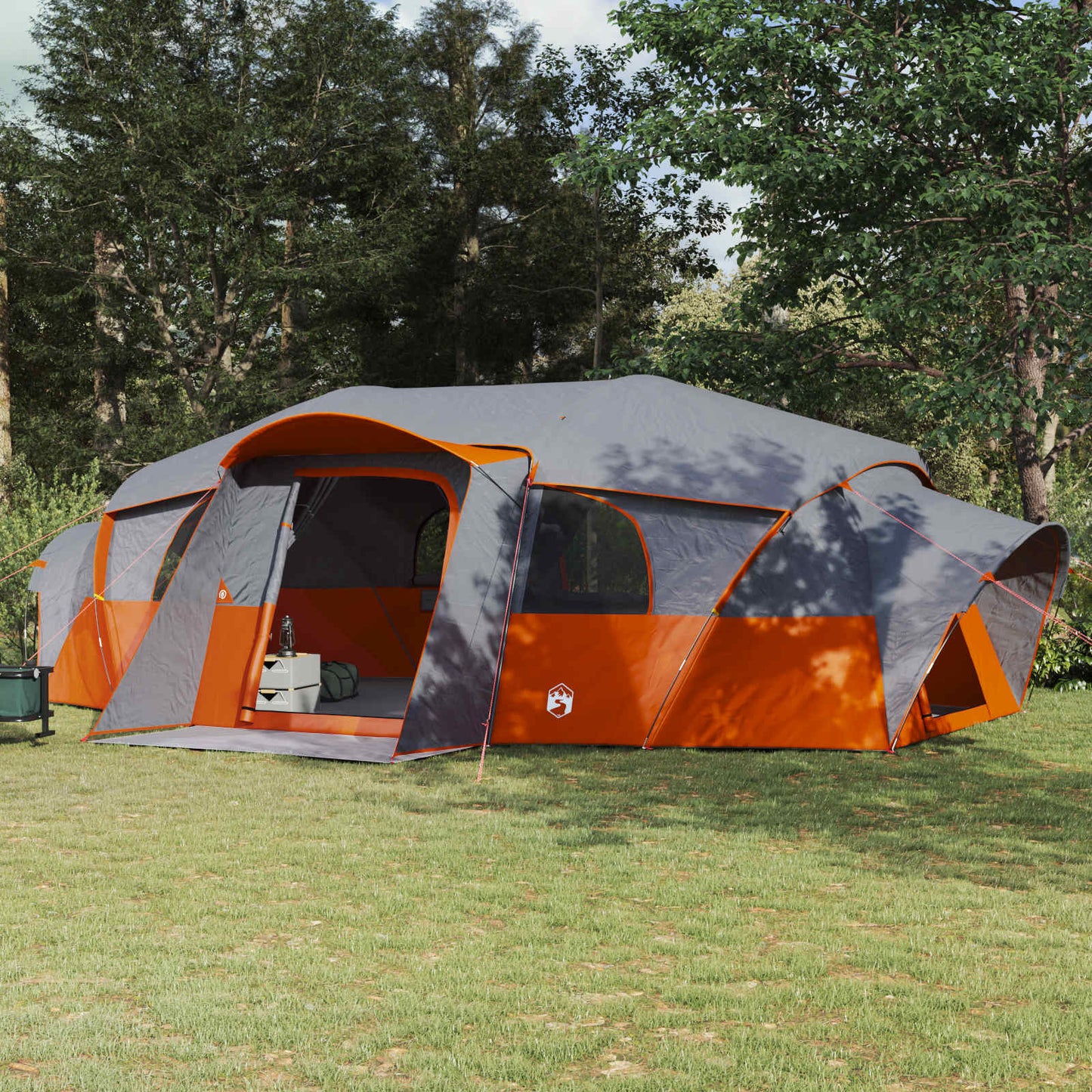 vidaXL Family Tent with Rainfly Water-resistant tunnel Grey and Orange