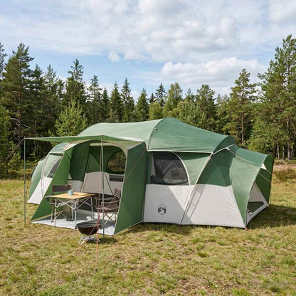 vidaXL Family Tent with Rainfly Water-resistant tunnel Green 10-Person