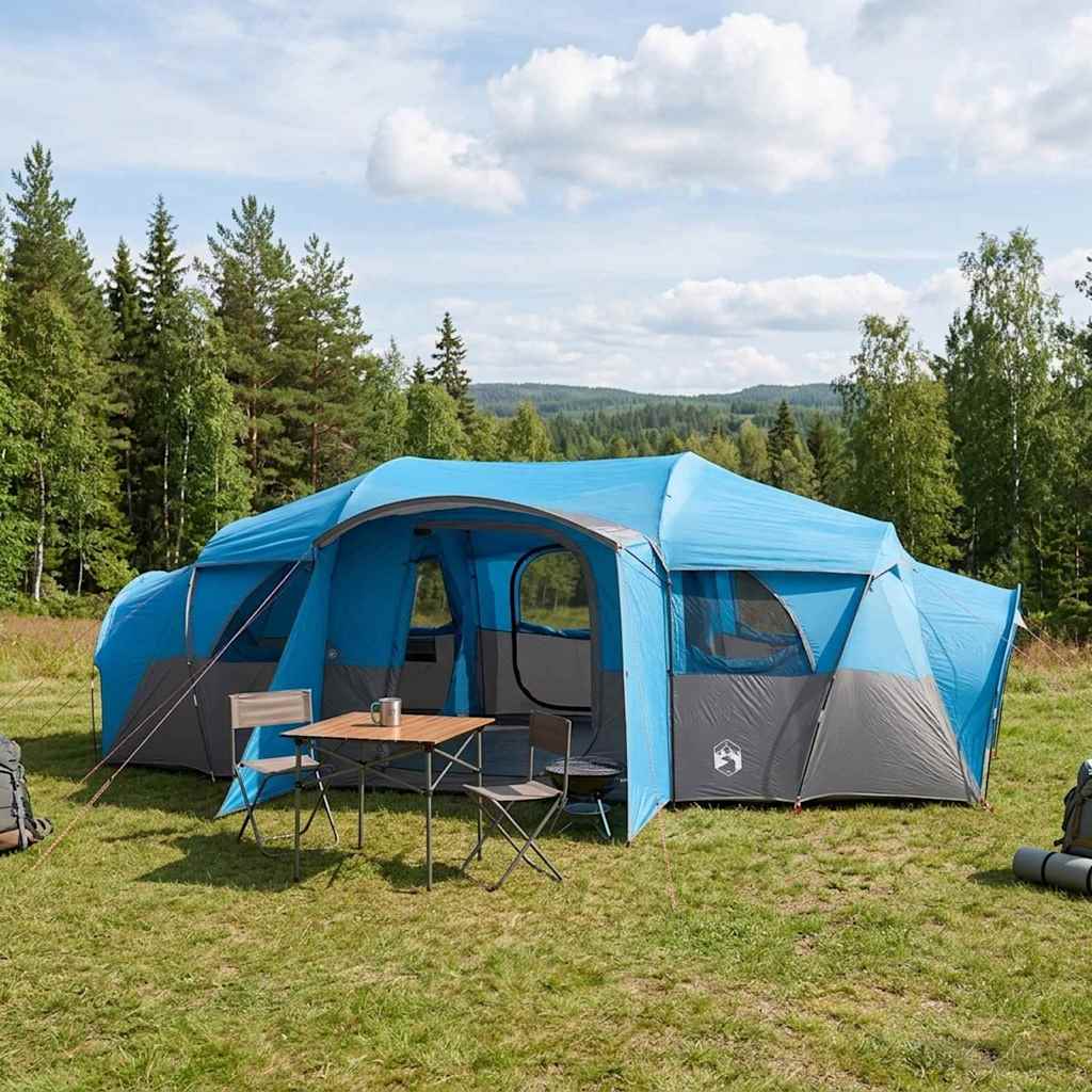 vidaXL Family Tent with Rainfly Water-resistant tunnel Blue 10-Person