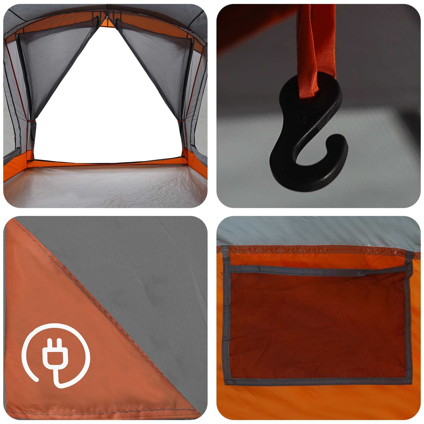 vidaXL Family Tent Grey and Orange 550 x 555 x 208 cm