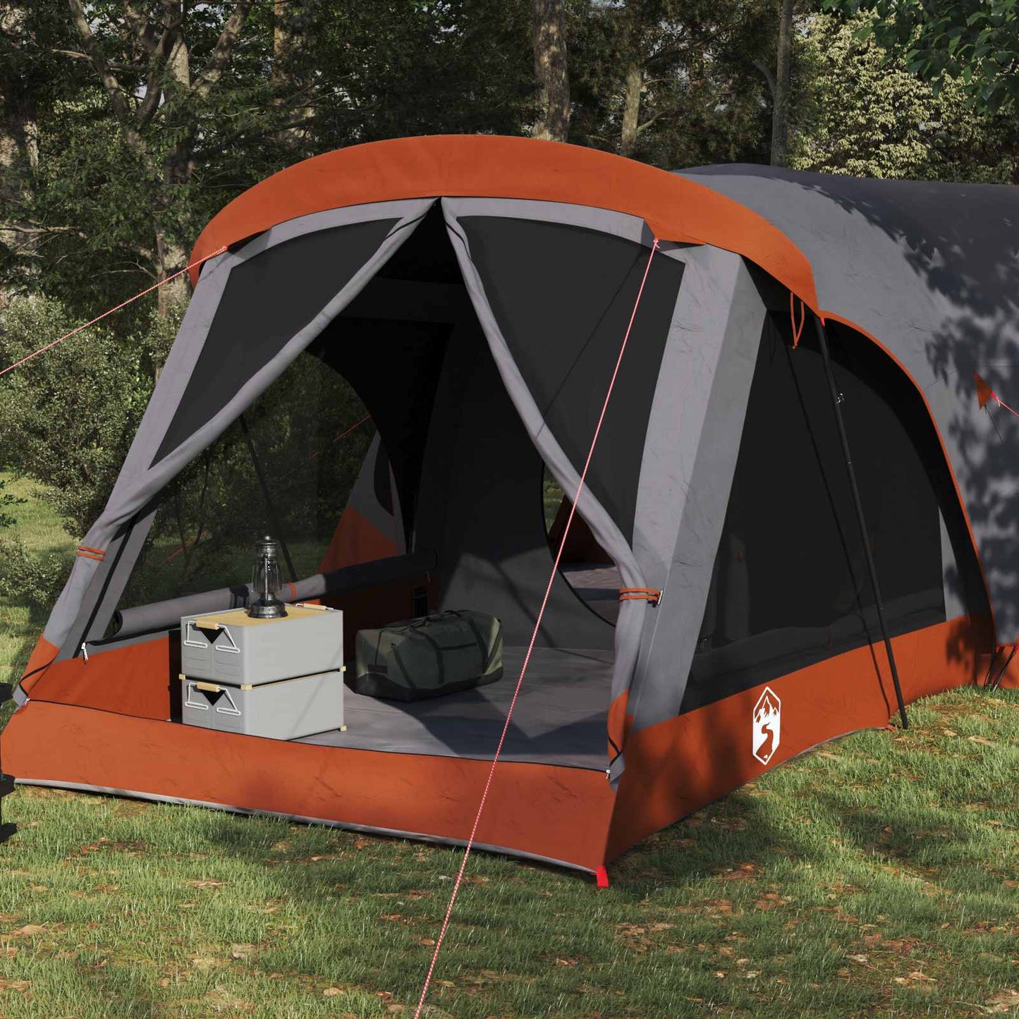 vidaXL Family Tent Grey and Orange 550 x 555 x 208 cm