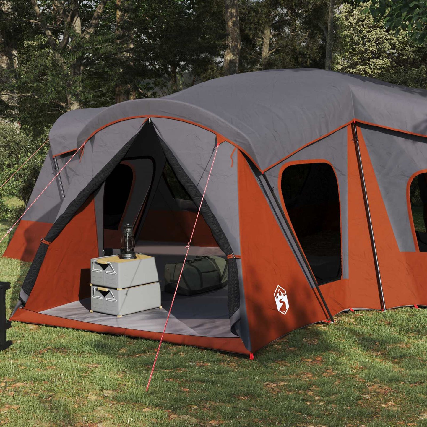 vidaXL Family Tent Grey and Orange 610 x 610 x 210 cm