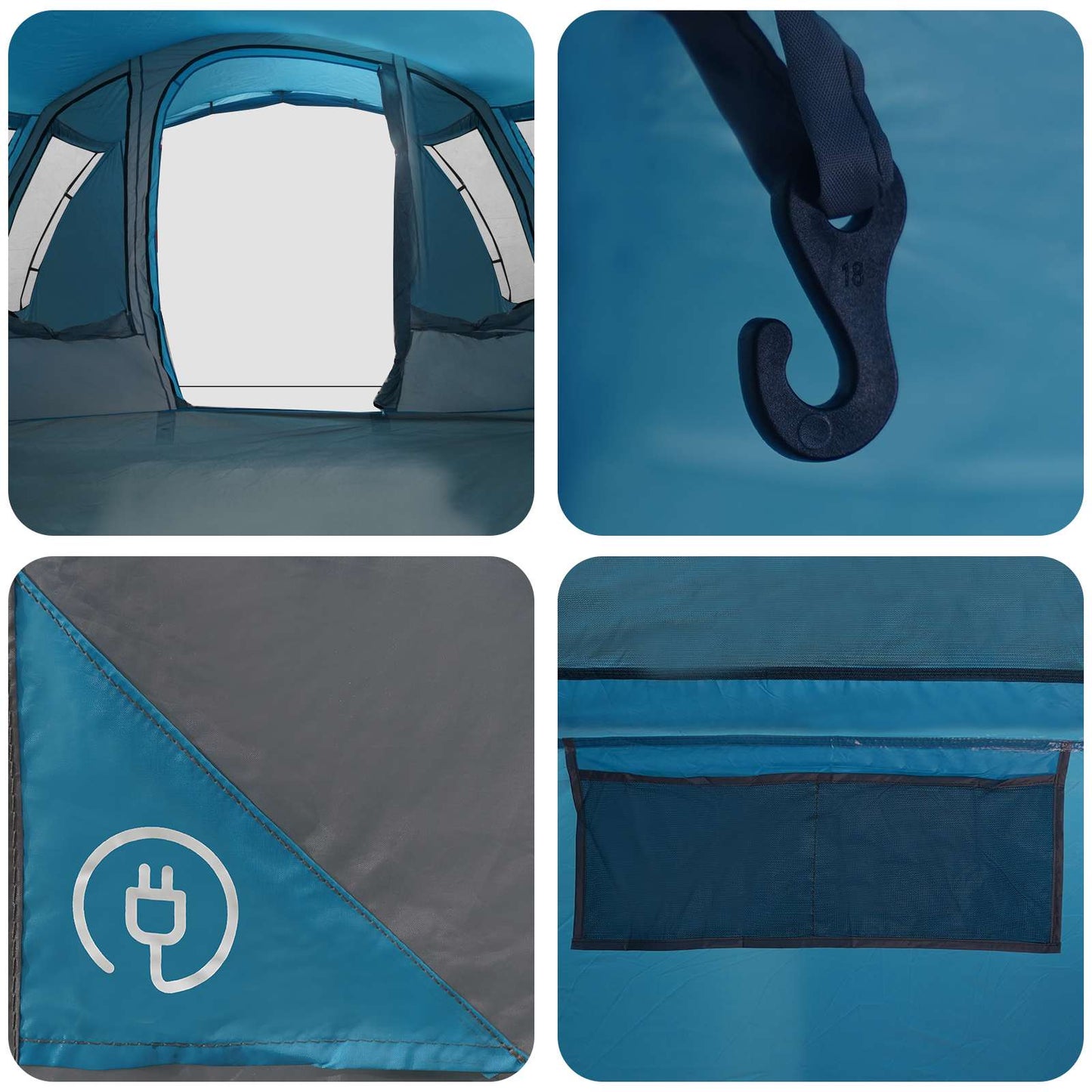 vidaXL Tunnel Tent Blue 675 x 392 x 210 cm