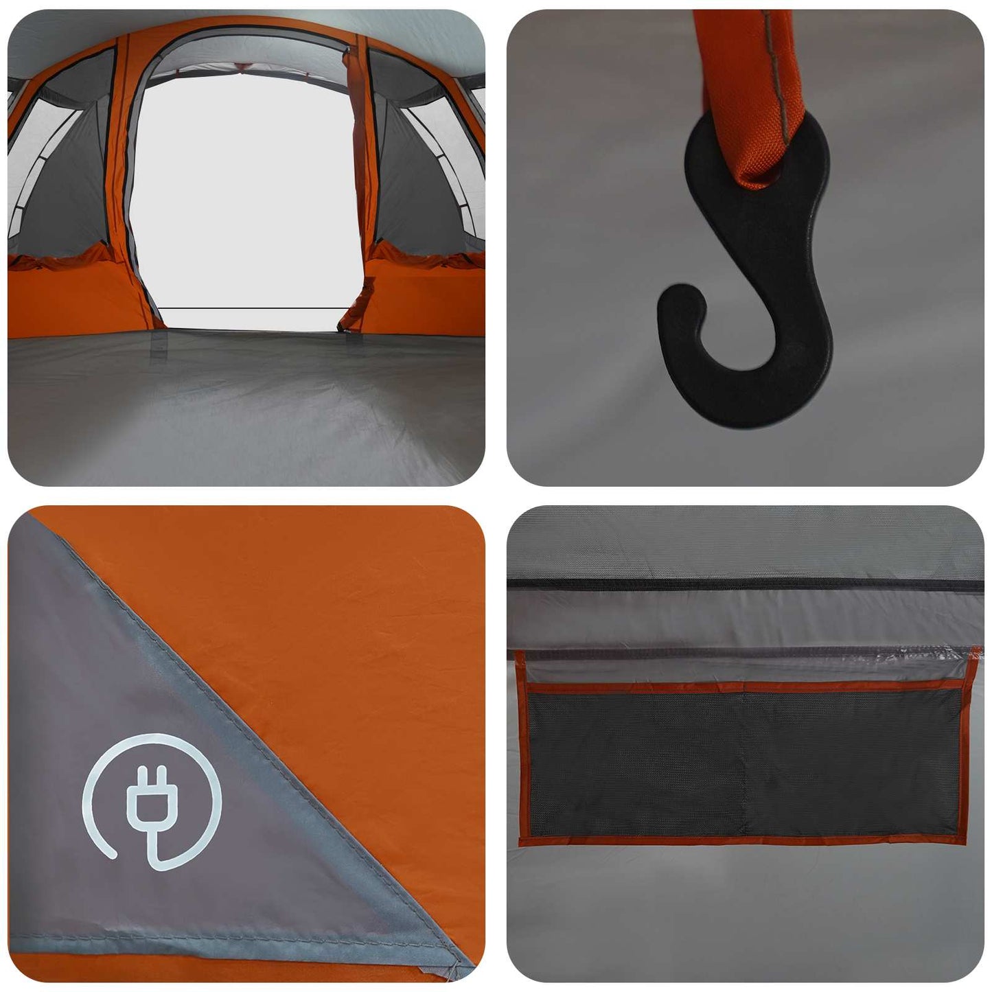 vidaXL Tunnel Tent Grey and Orange 675 x 392 x 210 cm
