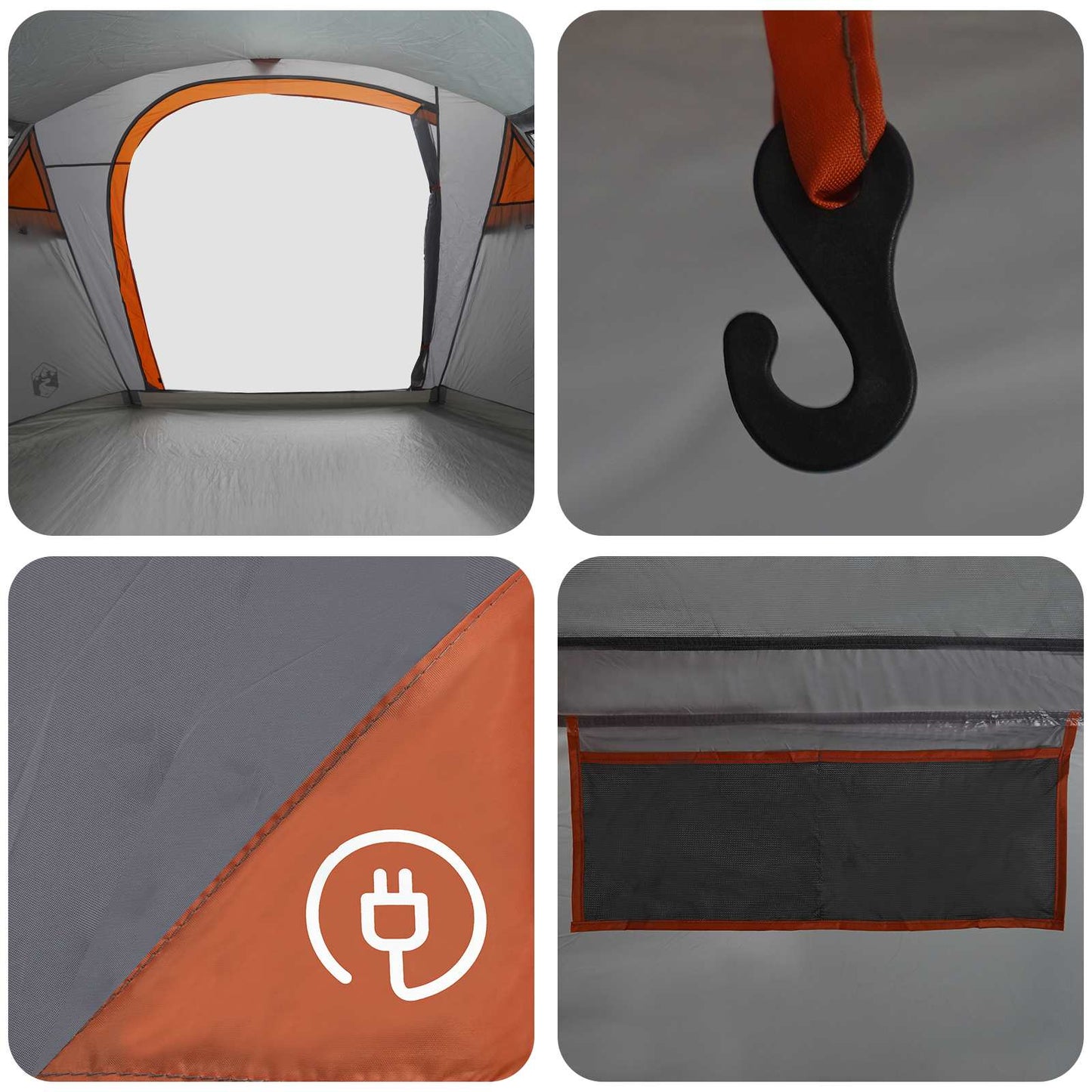 vidaXL Tunnel Tent Grey and Orange 505 x 330 x 204 cm